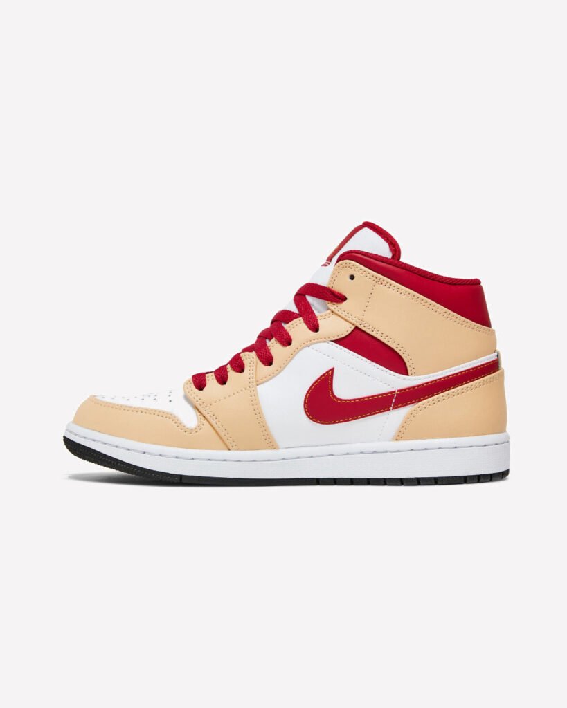 Air Jordan 1 Mid Light Curry Cardinal